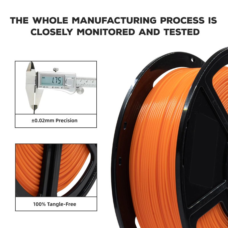 FLASHFORGE PLA Filament 1.75mm, 3D Printer Filament 1kg (2.2lbs) Spool, Dimensional Accuracy +/- 0.02mm, 3D Printing Filament Easy to Use and Fits for Most FDM 3D Printers (Orange) - Image 3